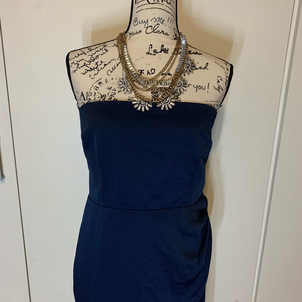 Cushne strapless navy blue dress